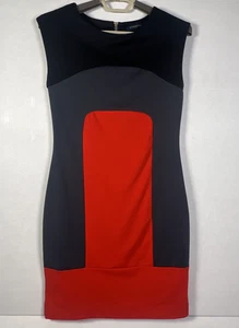 Banana Republic Women’s Size 0 Lined Color Block Red Black Gray Sleeveless Dress - Picture 1 of 14