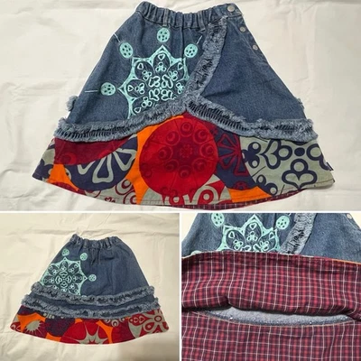 Falda Oilily Niños Niñas Rara Boho Caleidoscopio Denim y Terciopelo Talla 104 Euro Foto 1 de 4