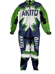 Akito One Piece Leather Motorcycle Suit Mens Size 38" Retro GP Pro Armoured - Picture 1 of 9