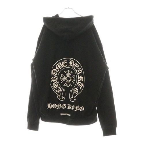 Felpa con cappuccio CHROME HEARTS SWTSHRT HD ZIP HONG KONG schiena ferro di cavallo stampa nera usata
