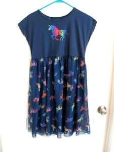 NWOT Girls Navy Blue Unicorn Dress - Size XXL (18) - Picture 1 of 3