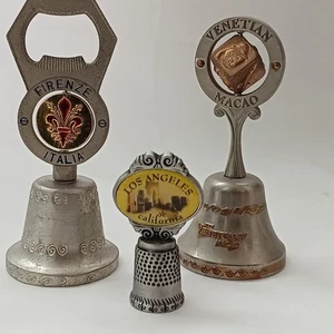 Juego de 3 recuerdos de metal coleccionables Florencia, campana de Macao dedal de Los Ángeles - Imagen 1 de 5