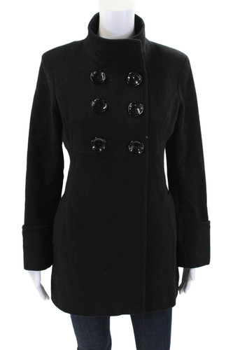 Cappotto donna Michael Michael Kors con bottoni in lana nero taglia media