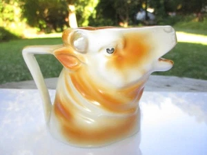 MCM COW HEAD CREAMER SPOTTED ORANGE GUERNSEY A PRESENT FROM GLASGOW - Picture 1 of 4
