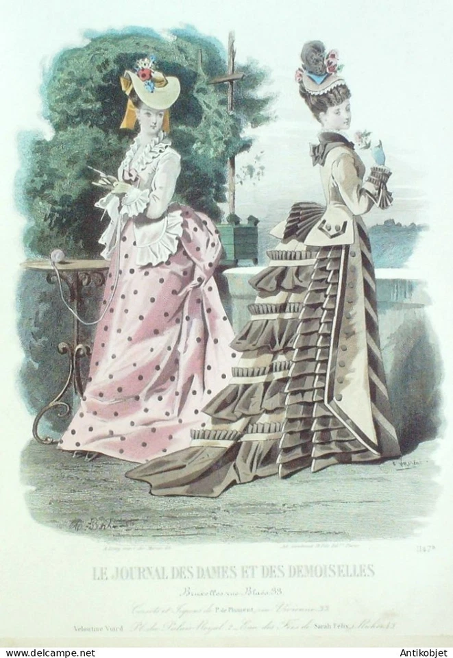 Gravure Mode J.Dames & Demoiselles 1867 # 1147 (Old Fashion plate) - Photo 1/1