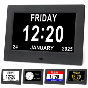 Reloj Negro con Día y Fecha para Ancianos Pacientes con Demencia-Gran Número Digi... - Imagen 1 de 9