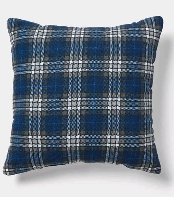 Almohada decorativa cuadrada a cuadros azul habitación esencial 18 pulgadas Foto 1 de 4