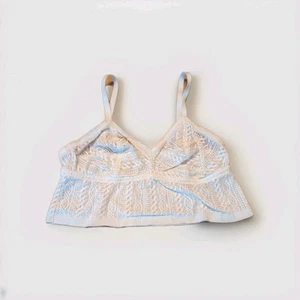 Aerie Bralette Cropped Tank Womens XL Beige Lace Crochet Festival Boho - Picture 1 of 5