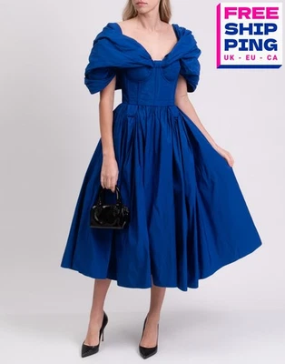 PVP €5251 Vestido Alexander McQueen Bustier Midi IT40 US4 UK8 S Azul Hecho en Italia Foto 1 de 4