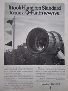 9/1973 PUB HAMILTON STANDARD UNITED AIRCRAFT Q-FAN JET ENGINE ORIGINAL AD - Imagen 1 de 1