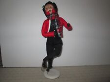 Byers Choice 1993 Ice Skating Man with fine red plaid scarf New