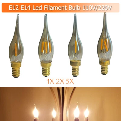 1X 2X 5X Led Filament Bulb 360degree Beam Angle Edison E14 Ac110v Ac220v Brown - Image 1 of 4