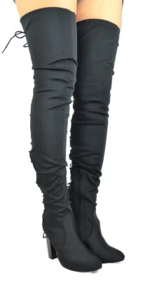 Thigh High Boot With Corset Back Ties - Image 1 of 4
