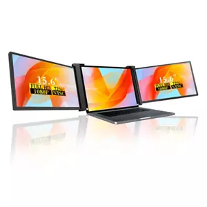 15.6'' Portable Laptop Triple Screen Monitor Extender Dual Monitor Plug And Play - Picture 1 of 12