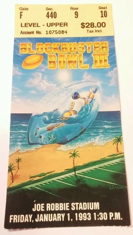 1993 Blockbuster Bowl Penn State Stanford Cardinal Football Ticket Stub Cover