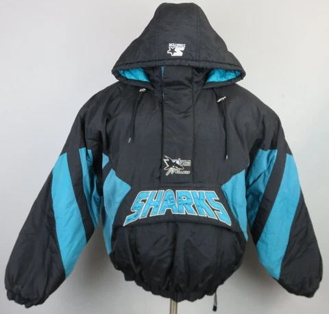 Vintage 1990s Starter Center Ice SAN JOSE SHARKS NHL Hockey XL Puffer Jacket Cover