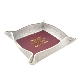 Taschenleerer grau Echtleder Handarbeit personalisierbar - SV011-TXT GRAU - Bild 1 von 5