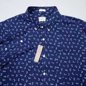 Nueva Camisa J.Crew Secret Lavada Calce Ajustado Estampado Azul Marino LS Abotonada Preppy Grande - Imagen 1 de 10