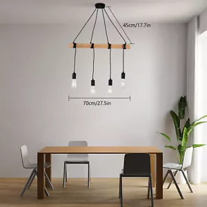 Pendant Lamp Chandelier Modern Farmhouse Fixture Rustic Wood Ceiling Light - Picture 1 of 14