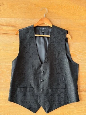 Molly Rodgers Silk Damask Vest, Black, Size M, 3-button, Formal - Image 1 of 3
