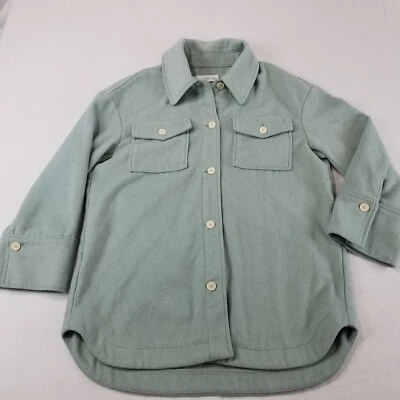 Chaqueta pequeña MANGO para mujer Camisa de gran tamaño Mezcla de lana Bolsillos con botones Foto 1 de 4