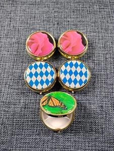 Metall Pillendosen rund 2 Zoll Goldene 3 Fächer (Auswahl/Stil) Menge 5 - Bild 1 von 8