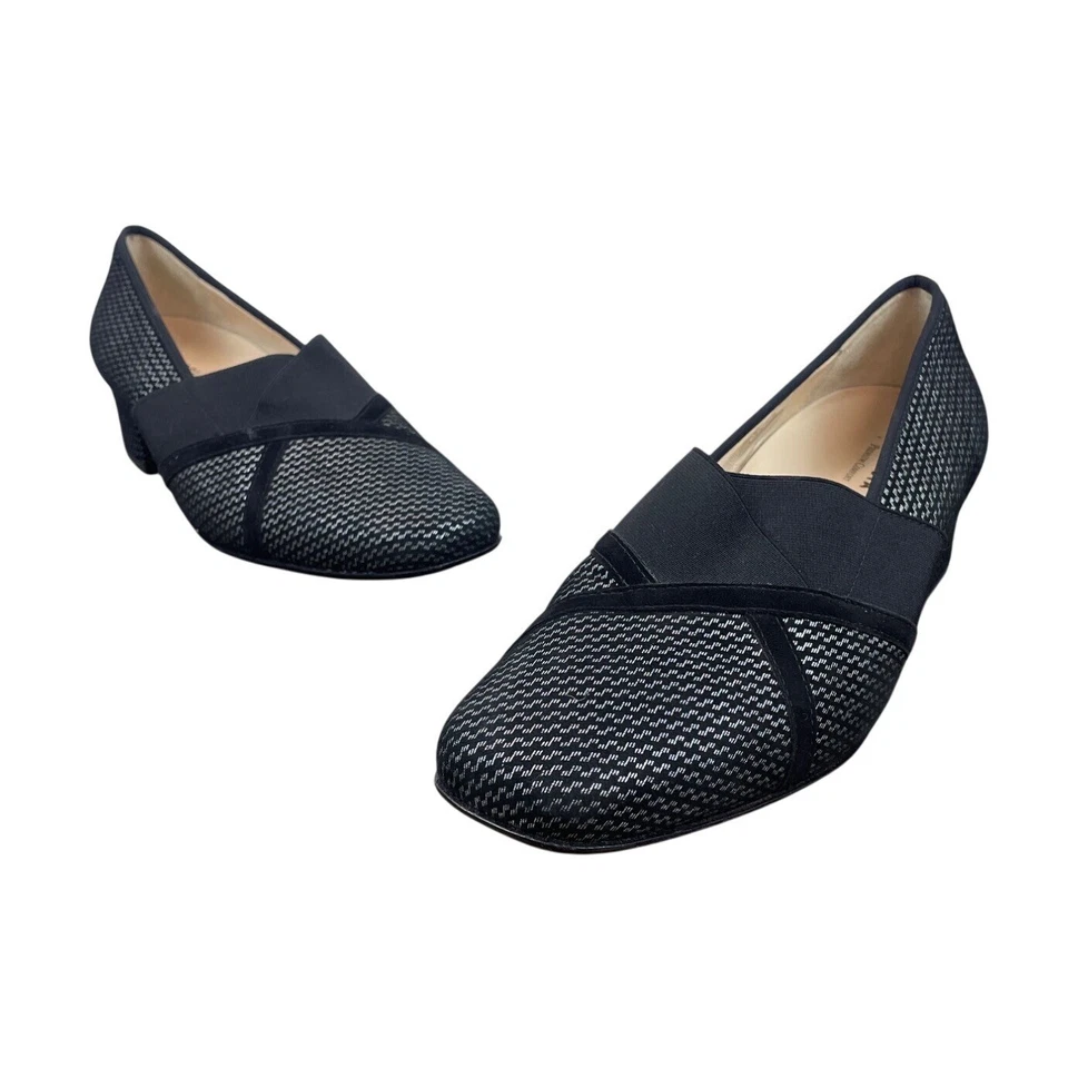 Zapatos de vestir Hassia para mujer con patrón negro y plateado Evelyn-J de tacón bloque talla 7 Foto 1 de 4