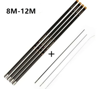 Telescopic Stream Rod Carbon Fiber Fishing Poles 8M 9M 10M 11M 12M Ultra Light - Image 1 of 4