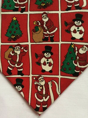 真丝圣诞领带圣诞老人雪人可爱或丑陋的约翰亨利美国 EC — 第 1/4 张图片