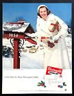 1956 Miss Rheingold Beer Hillie Merritt Sledding With Dog Photo Vintage Print Ad