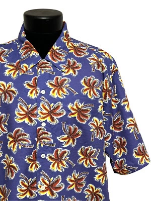 Cutter & Buck Mens Size XL Short Sleeve Hawaiian Shirt Blue Button Up Palm VTG - Image 1 of 4