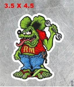 RAT FINK RAT MAN WRENCH RAT ROD DECAL / Sticker 3.5" H x 4.5" UV  LAMINATED  - Picture 1 of 2