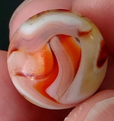 Vintage 5/8" Red, Oxblood Red, Pink,Yellow & White Christensen Lava Marble - Image 1 of 4