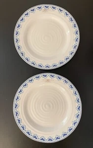 Portmeirion Sophie Conran Salad Dessert Plates Blue & White Set of 2 - NEW - Picture 1 of 3
