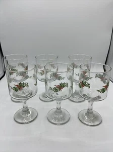 Vintage Christmas Heritage 6 Unzen Stand Weinglas 6er Set Kostenloser Versand - Bild 1 von 3