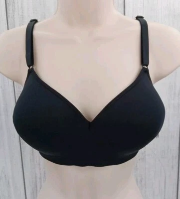 Fruit of the loom 女式无缝无钢圈聚拢文胸,黑色,34D-AE4 — 第 1/4 张图片