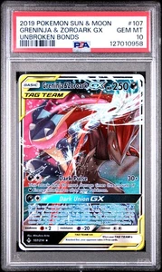 PSA 10 Greninja & Zoroark Gx #107 2019 Pokemon Unbroken Bonds 127010958 - Picture 1 of 2