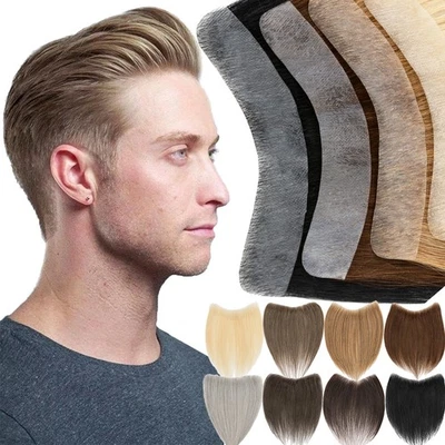Pelo de PU en bucle en V para cabello humano real línea de retroceso frontal Toupee para hombre Foto 1 de 4
