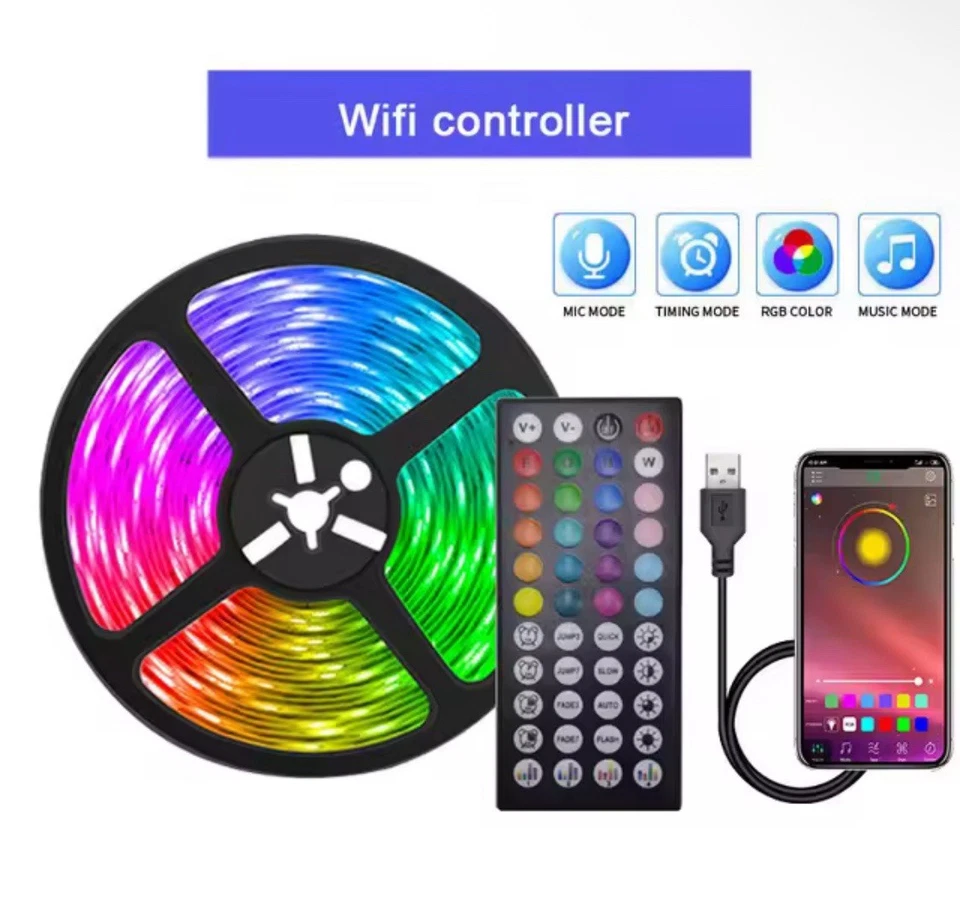 RGB LED Strip Lights with WiFi & App Control – USB Powered Room & TV Backlight - Image 1 of 1