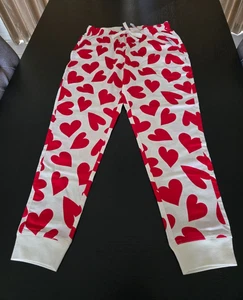 NWT Old Navy Womens Hearts Valentine Flannel Jogger Pajama Pants Bottoms Small - Picture 1 of 4