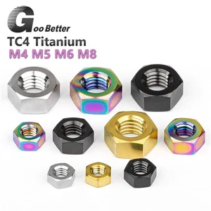 Tuercas hexagonales de titanio Gr5 Ti TC4 tuerca hexagonal completa M4 M5 M6 M8 para bicicleta motocicleta - Imagen 1 de 10