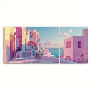 3pcs Santorini Greece Aesthetic Summer Metal Print Ready to Hang Art - Picture 1 of 7