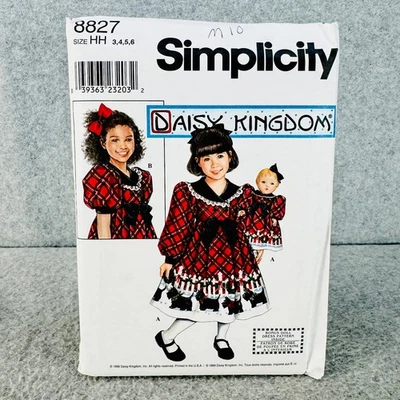Simplicity 8827 Flared Dress with Puff Sleeves 18" Dolls and Childs 3 6 Pattern - Image 1 of 4