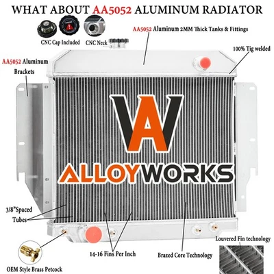 3-Row Radiator For 1975-1991 Ford E100 E250 E150 E350 Econoline Club Wagon 5.0L - Image 1 of 4