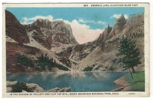 Vintage Linen Postcard Emerald Lake Rocky Mountain National Park #1800 - Picture 1 of 2