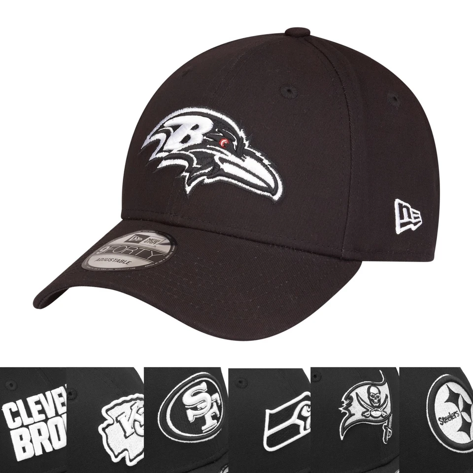 New Era 9Forty Adjustable NFL Cap - BLACK WHITE NFL Teams