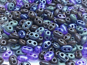 Twin 2 Hole Czech Glass Seed Beads Size 2.5 x 5 mm " MIXTURE COLOR # 31 " 50 gm - Picture 1 of 5