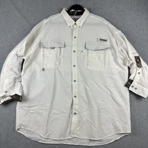 Columbia Shirt Mens XXL Cream Off White L/S Fishing Outdoors Flip Cuff Camo - Picture 1 of 12