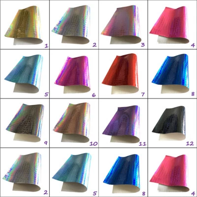 FYVIE STAR FABRICS LTD. Iridescent embossed crocodile PU leather fabric A4 Sheets Bows Code # 308