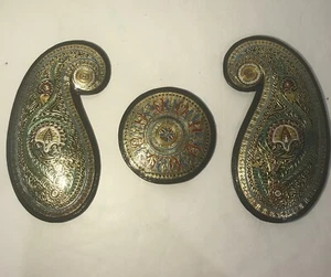 Aztec Wall Hang Decor Paisley Three Piece Set 9.5 Inch Puffy 4685 - Picture 1 of 9
